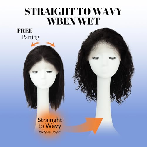 WORLDSTAR 14 Inch Natural Black Lace Front Human Hair Wigs 120g 532