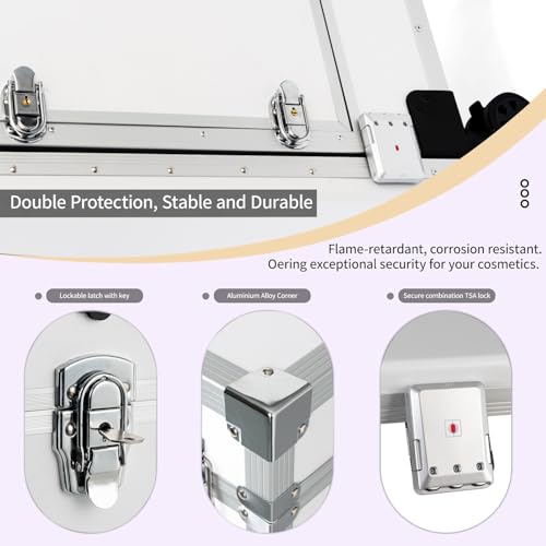 Rolling Manicure Table with 3 Drawers & Mirror | Portable Nail Desk