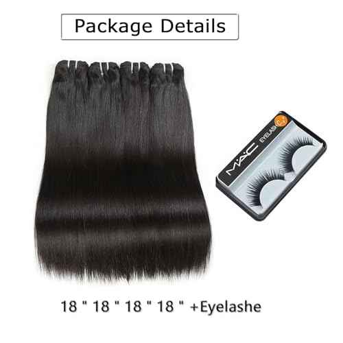 Liang Dian 18 Inch Long Straight Human Hair 4 Bundles Natural Color 12A Brazilian Virgin Hair 100% Unprocessed Straight Bundles Human Hair(18" 18" 18" 18")
