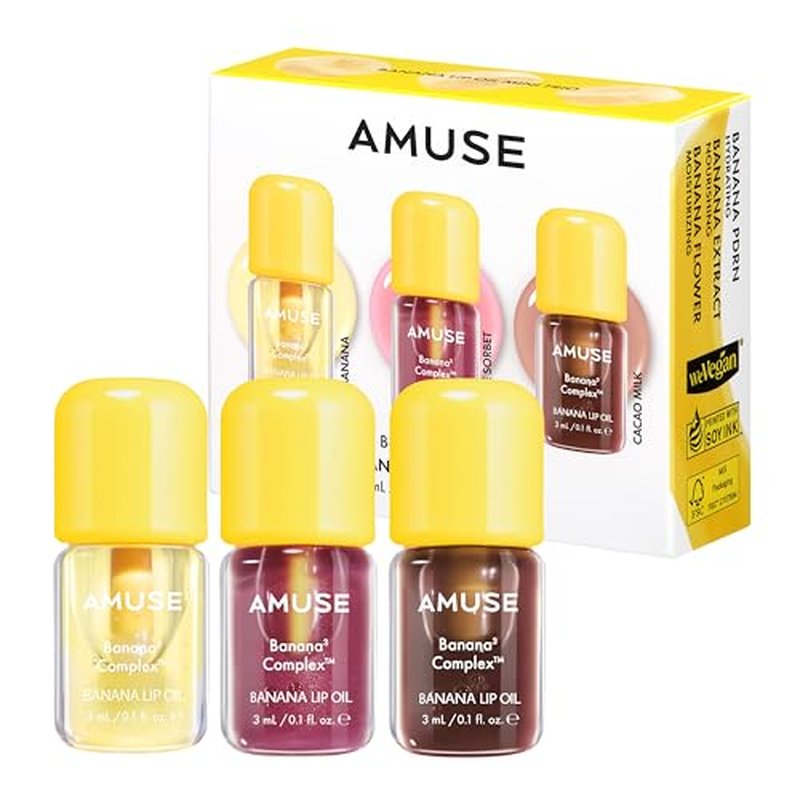 Amuse Seoul Banana Lip Oil Mini Trio - Moisturizing Glossy Finish