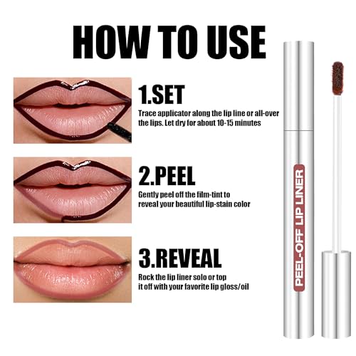 TENGLONG Pink Peel Off Lip Liner - Long-Lasting Lip Makeup, Easy Removal