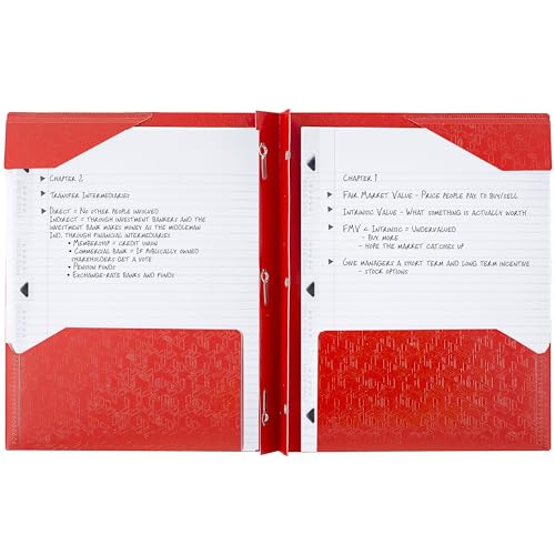 Five Star Red 2-Pocket Plastic Folder with Stay-Put Tabs & Prong Fasteners - 1 Count