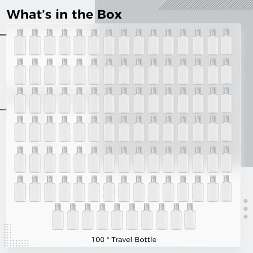 100 Pieces 1 oz Plastic Bottles Clear Travel Bottles with Flip Cap Portable Empty Hand Sanitizer Bottles, Refillable Containers for Travel Business Trip for Shower Gel, Face Creams, Body Lotions