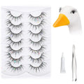 Porch Goose Eyelashes - 7 Piece Set with Glue & Tweezers