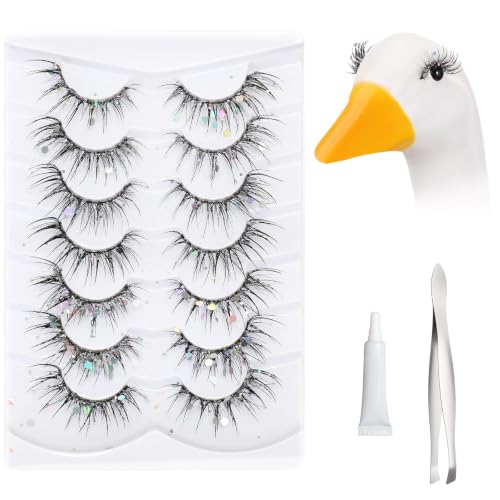 Porch Goose Eyelashes - 7 Piece Set with Glue & Tweezers