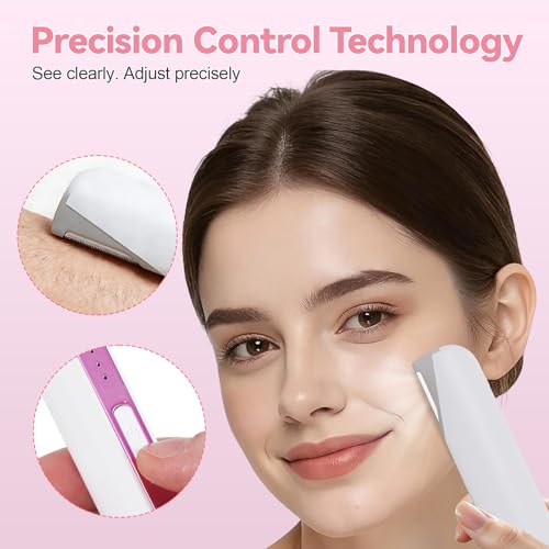 Pink Sonic Dermaplane Razor for Women Face with 10 Blades & Heads