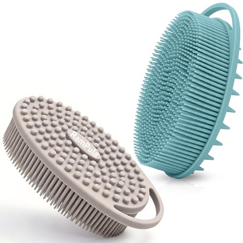 Silicone Body Scrubber Loofah Set of 2 Dual-Sided Exfoliating
