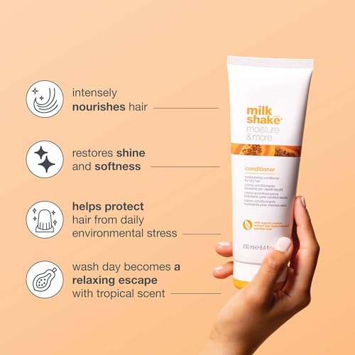 milk_shake moisture & more conditioner creamy formula to hydrate and soften dry hair for smoother, shinier, easy-to-manage hair