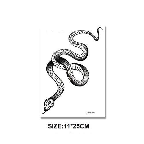 3 Sheets Yeahgoshopping Realistic Big Size Black Snake Waterproof Temporary Tattoo Stickers For Women Men Body Art Waist Decals Fake Tattoo