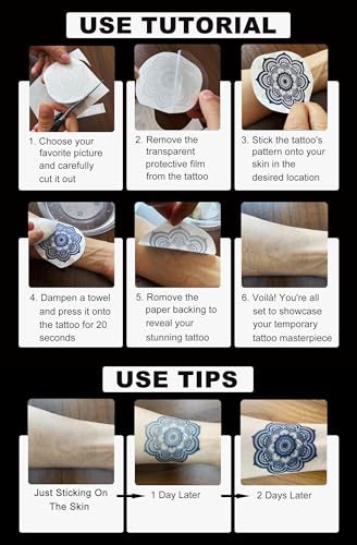 6-Pack Semi-Permanent Temporary Tattoos – Waterproof, Lasts 1-2 Weeks