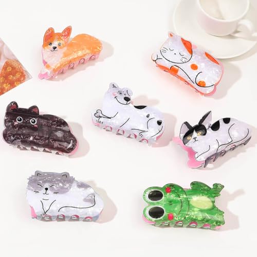 Cat Hair Claw Clips, Fun Animals Claw Clips, Acetate Hair Clips for Women (Long Haired Cat)