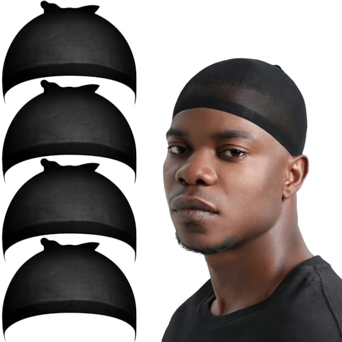 Men's Black Nylon Wig Cap - 4 Pack Lightweight & Breathable Hair Net