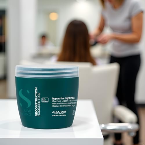 ALFAPARF MILANO Semi di Lino Reconstruction Bond Repair Hair Mask for Damaged Hair - Recommended for Fine Hair ? Hair Repair Mask - Restructures - Color Safe - Deep Conditioner - Vegan (17.2 oz)