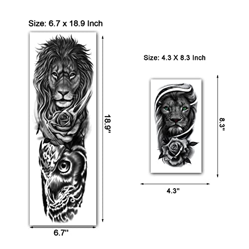 Lion Tiger Temporary Tattoo Sleeves - 9 Sheet Set