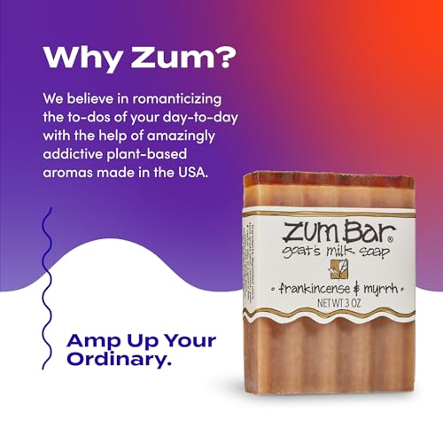 Zum Indigo Wild Goat's Milk Soap Bar - Bar Soap for Hands & Body Made with Essential Oils - 3 oz - Frankincense & Myrrh (6 Pack)