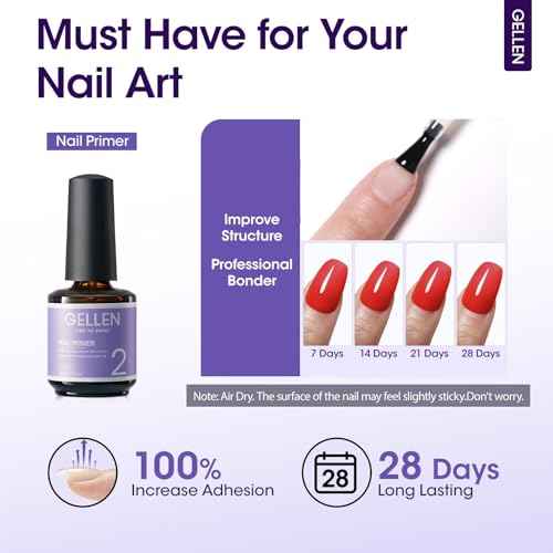 Gellen Nail Dehydrator and Primer Set, Hema-free Nail Prep Dehydrator & Acid-free Bond Primer for Long-lasting Adhesion Nails Lacquer Gel Polish Acrylic Powder Press-ons 3s Air Dry Nails Art Essential