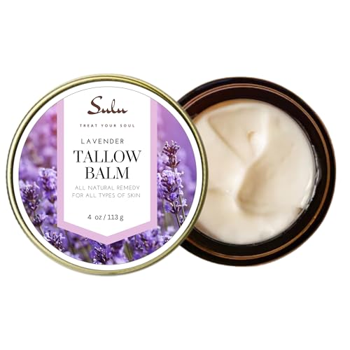 SULU ORGANICS Natural Whipped Tallow Balm for Face and Body, Natural Moisturizer made with Grassfed Beef Tallow- 4 oz/113 g (Vanilla)