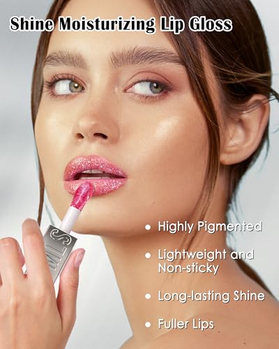 Glitter Lip Gloss Set 3-Piece Shimmer Tinted Lip Oil