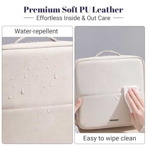 Large Waterproof Makeup Bag with Clear Dividers & Handle
