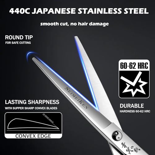 Professional Hair Cutting Scissors 6" Japanese 440C Convex Blade