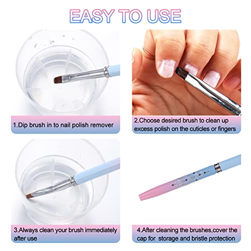 2 Pcs Nail Clean Up Brush Set - Acetone Resistant Round & Angled Tips