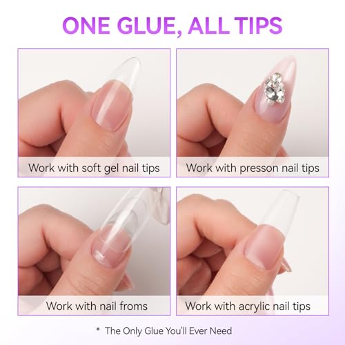 Gelike Gel Nail Glue 8ml for Press-On Nails - Strong UV Nail Tips Adhesive - 1pcs