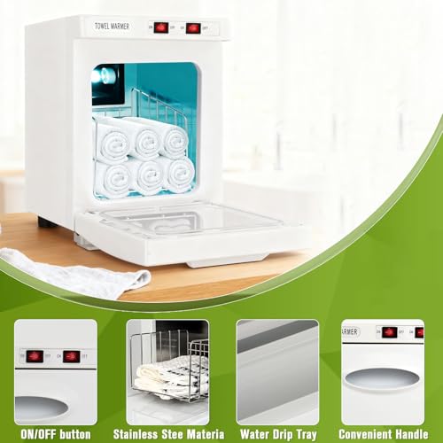 Hot Towel Cabinet 5L, Hot Towel Warmer Cabinet with LED Temperature Display, Extra Large Capacity Heater for Spa, Massage, Salon, Home Use (White 5L)