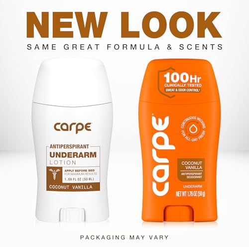 Carpe Underarm Antiperspirant 100 Hour Sweat Control - Coconut Vanilla, 2 Pack