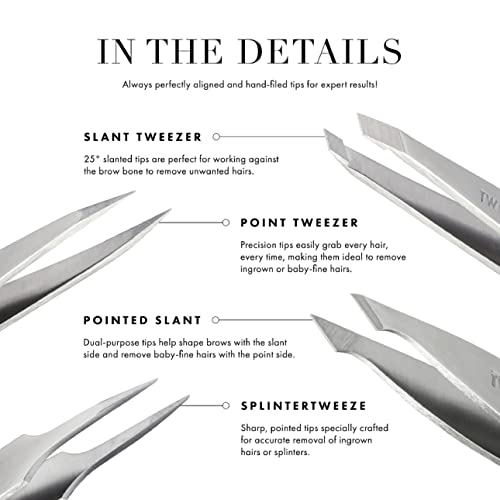 Tweezerman Mini Slant Travel Tweezers For Eyebrows,Travel Tweezers for Eyebrows,Facial Hair (Blooming Lilac),(Pack of 2)