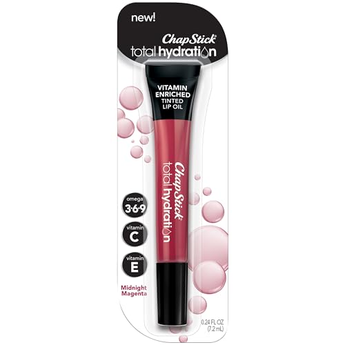 ChapStick Total Hydration Vitamin Enriched Midnight Magenta Tinted Lip Oil Tubes, Lip Care - 0.24 Oz Each, 1 Count