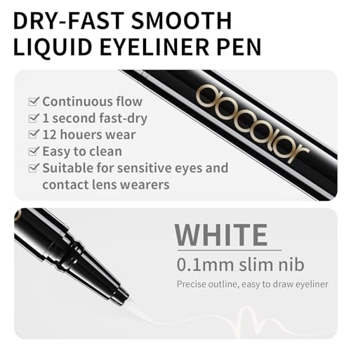 Docolor Waterproof Liquid Eyeliner Pen - Ultra-Fine Tip White