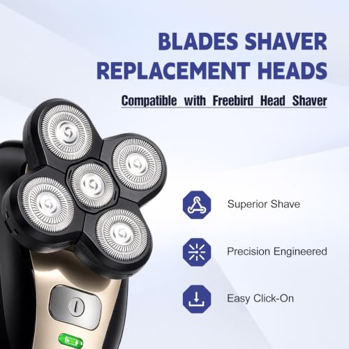 5 Pack Replacement Blades for Freebird Head Shaver - Compatible with Flex Series
