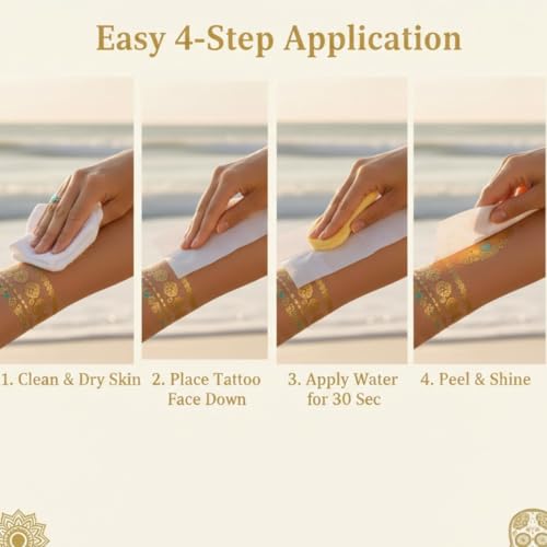 Gold & Silver Metallic Temporary Tattoos Set of 6