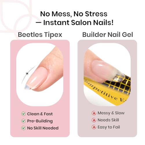 Beetles Tipex Instant Apex Nail Tips - Short Almond, 192 pcs, Clear, 16 Sizes