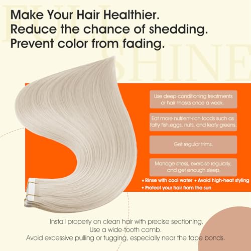 Full Shine Tape In Hair Extensions 10" Platinum Blonde 30G