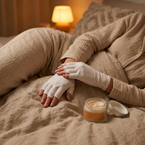 White Cotton Fingerless Moisturizing Gloves for Dry Hands - 12 Pairs