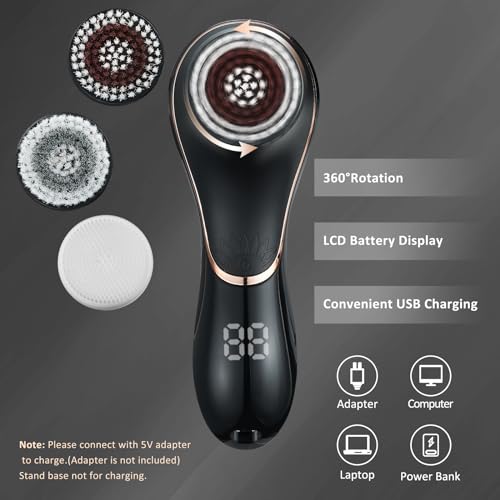 Gaurins Facial Cleansing Brush - Electric Spin Face Scrubber IPX7