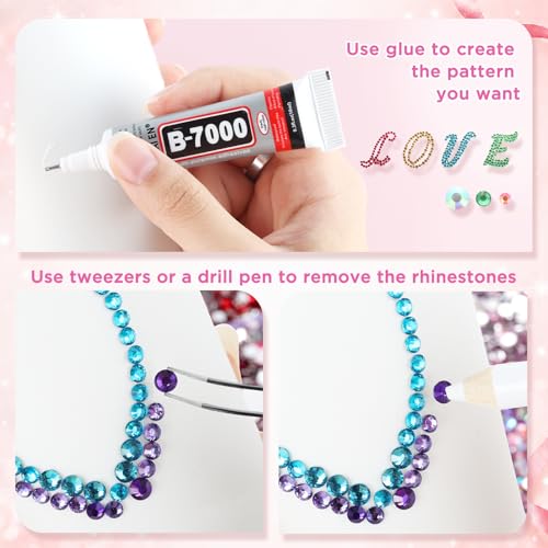 Zefy 43000 Rhinestones Bedazzling Kit, 40 Colors 2/3/4mm with Glue