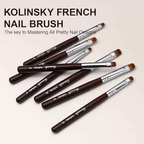 Nail Brush for French Tip, Clean Up Brush for Gel Polish Dual-Use Brush with Wooden Handle for Acrylic/Polygel/Builder Gel #8