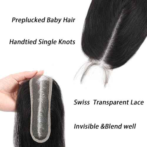 2 By 6 Lace Closure Human Hair Closure HD Transparent Body Wave 2x6 Lace Closure Middle Part Human Hair Kim K Closure With Baby Hair (18 inch, 2x6 Closure)