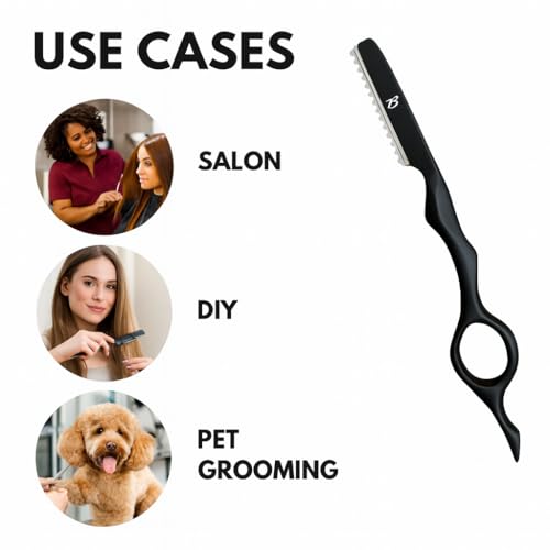MIRACLE 7" Hair Styling Razor Kit ? Stainless Steel Cutting & Thinning Tool with Blade Safety Guard & Non-Slip Handle ? Texturizing & Feathering Razor for Salon & Home Haircuts