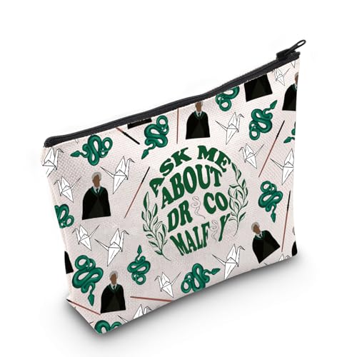 MNIGIU Movie Inspired Magic School Fan Gift Ask Me about Draco Makeup Zipper Pouch for Fans (Dra-co), Medium