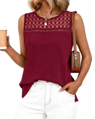 BTFBM Women's Sleeveless Waffle Knit Tank Top