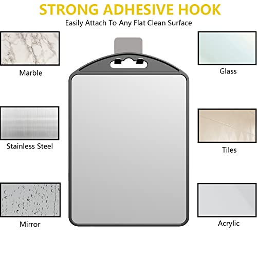APHUIME Acrylic Black Fogless Shower Mirror with Hook - Anti-Fog Shaving Mirror