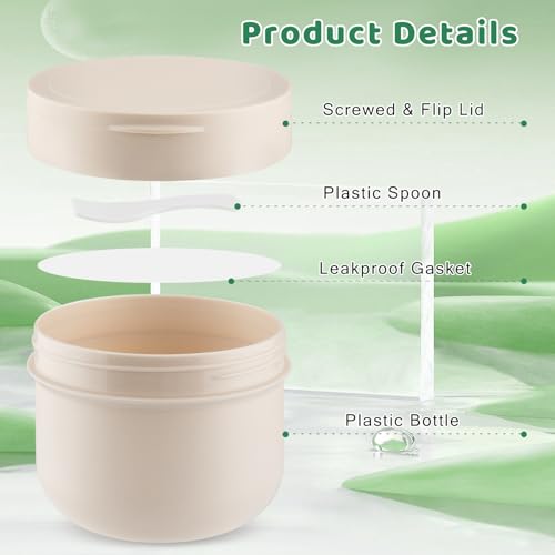 300ml Plastic Cosmetic Jars with Lids & Scoops - 4 Pack