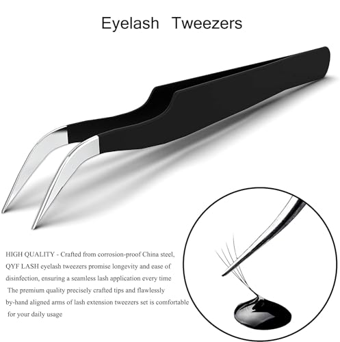 Eyelash Extension Tweezers Stainless Steel Curved Tip Eyelash Tweezers for Eyelash Extension Applications Tools(Pink)