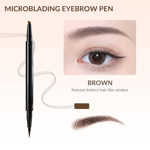 Microblading Eyebrow Pen 2-in-1 Dual-Tip Waterproof Brown