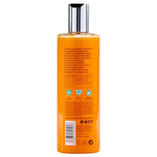 I Love Exotic Fruit Scented Body Wash - Moisturizing Body Wash and Foaming Bubble Bath - Mango, Grapefruit, and Melon Fragrance - 12.7 oz