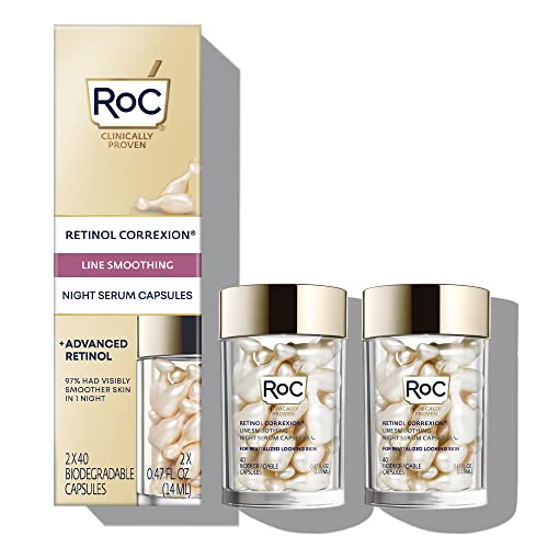 RoC Retinol Correxion Line Smoothing Night Retinol Serum, 80 Capsules (Limited Edition Value Set)