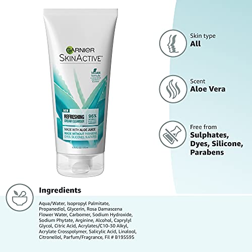 Garnier SkinActive Cream Face Wash with Aloe Juice, Dry Skin, 5.75 fl. oz.